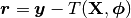 \br = \by - T(\X,\ph)